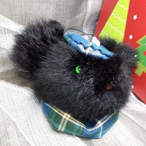 Tartan Teddy Bear Christmas Ornament - Genuine Fur - New Zealand Possum